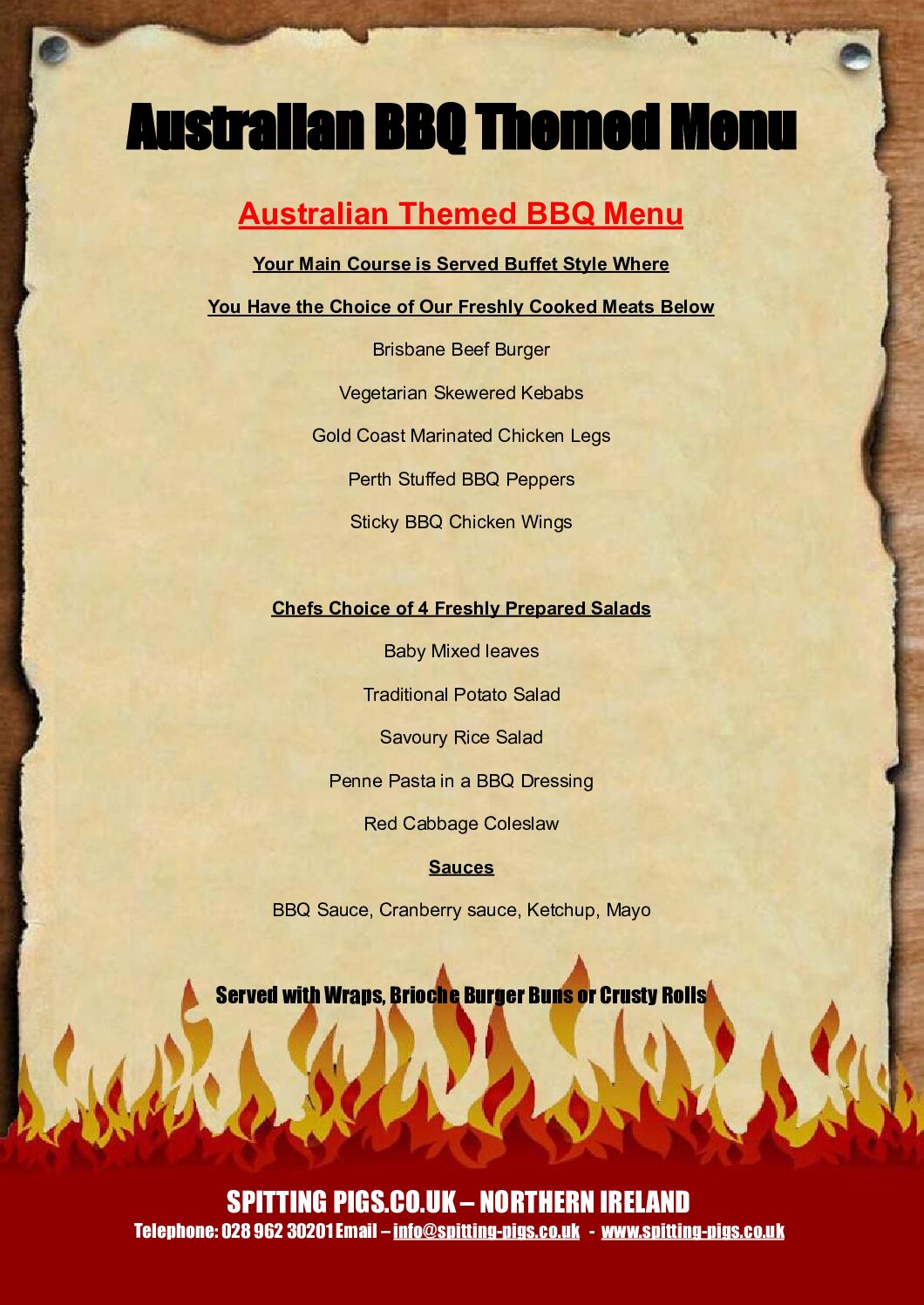 wedding menus Catering Spitting Pigs UK